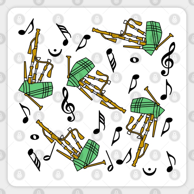 Bagpipes Black Music Note Pattern Sticker by Barthol Graphics